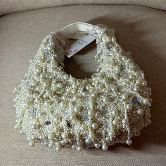 Handcrafted In India Pearl-Embellished White Mini Bag - Picture 10 of 10